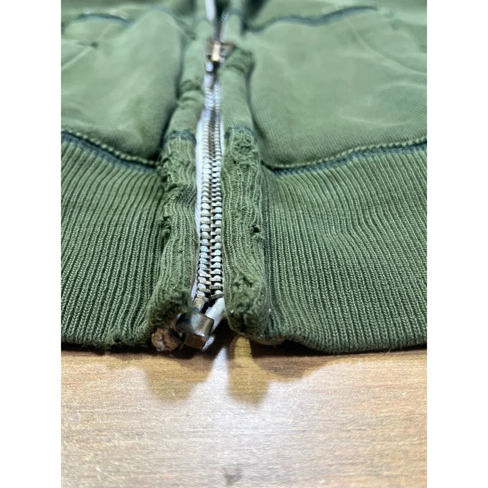 Abercrombie & Fitch Mens VTG Zip Hoodie Green Distressed AF‎ 92 Applique Medium